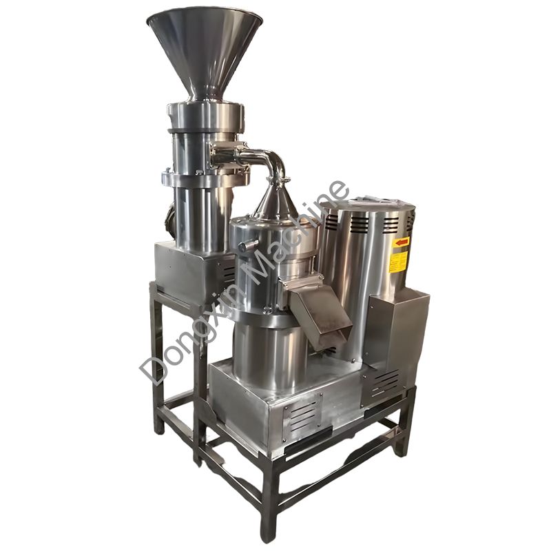 A colloid mill reduces particle size by shearing, grinding, and mixing, using high-speed rotation and stationary teeth for effective wet grinding.